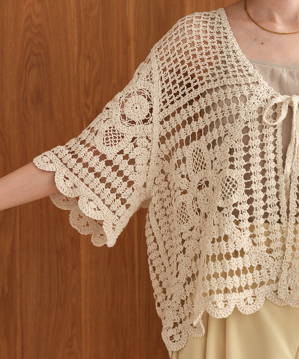 Crochet Short Sleeve Cardigan