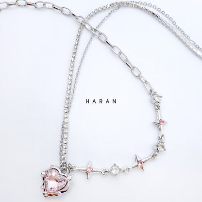 Pink Heart Flash Necklace