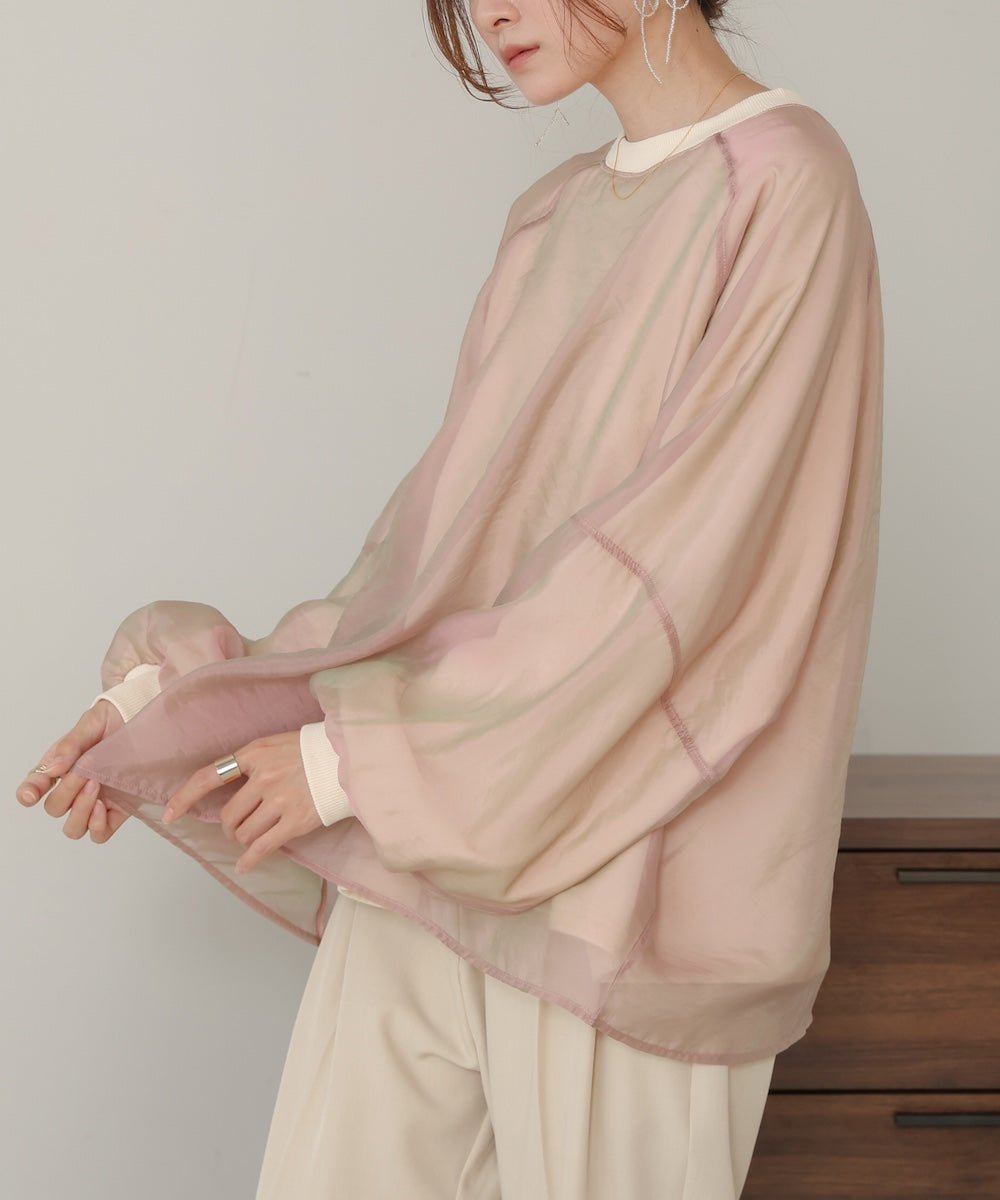 Sheer Layered Fleece Sweatshirt