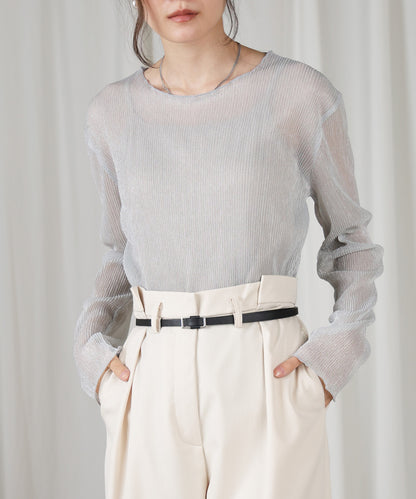 Lamé Pleated Sheer Tops