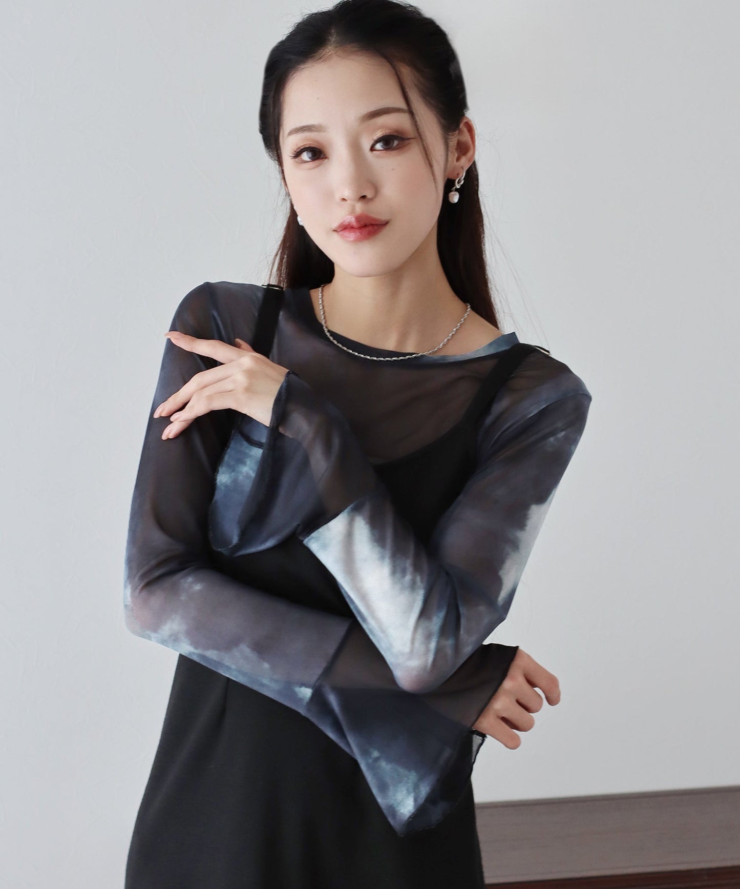 Flare Sleeve Tulle Top