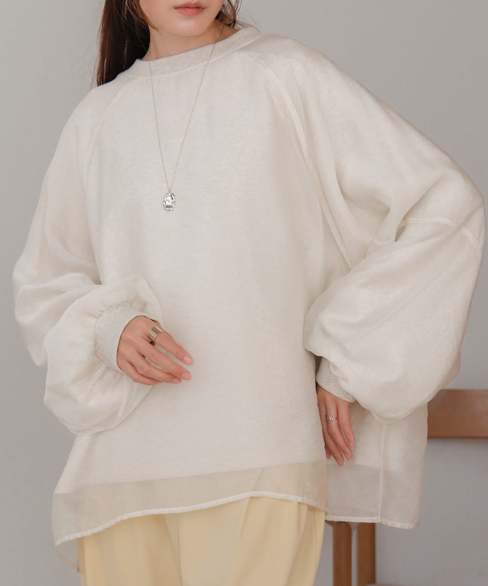 Sheer Layered Fleece Sweatshirt