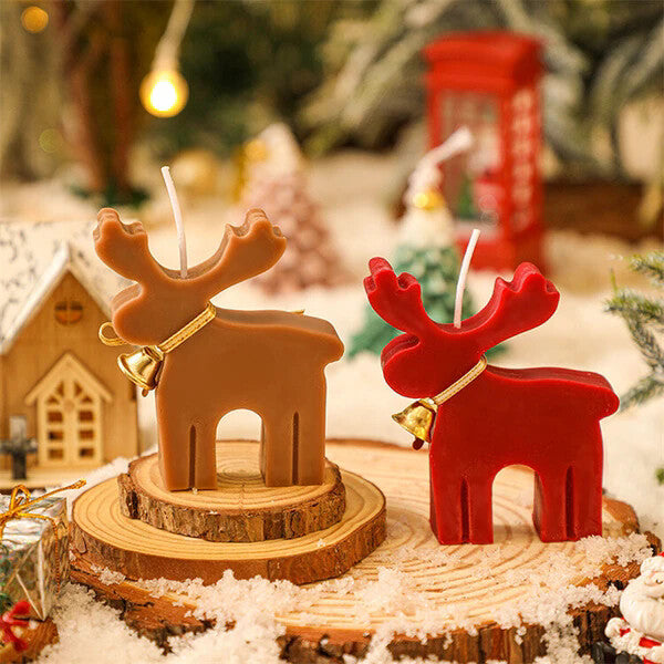 Christmas Deer Figurine Candle Set