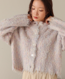 Mix Shaggy Knit Cardigan