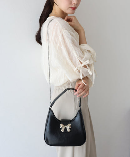 Buckle Ribbon Shoulder Chain Bag