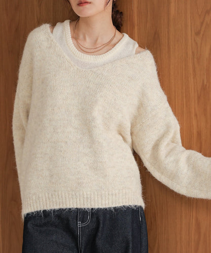 V-neck Knit Pullover with Tank