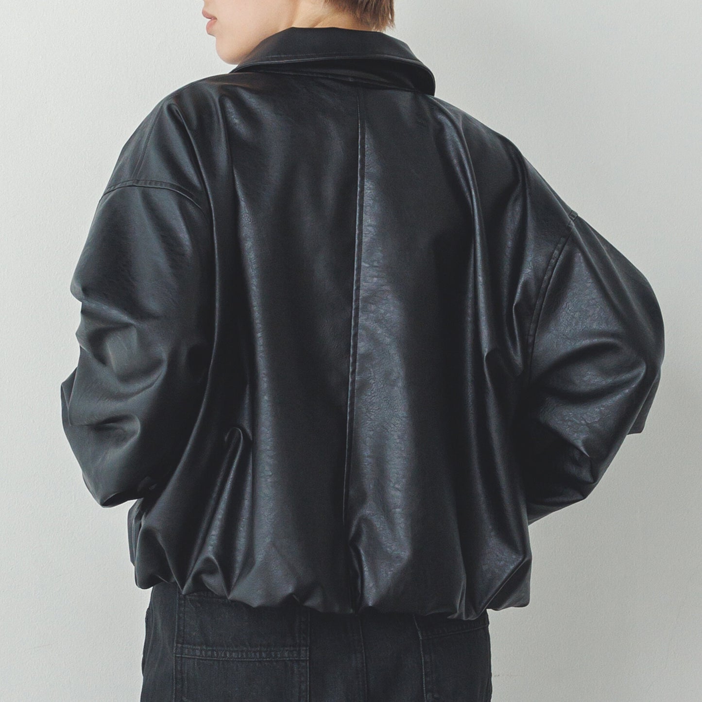 Faux Leather Balloon Jacket