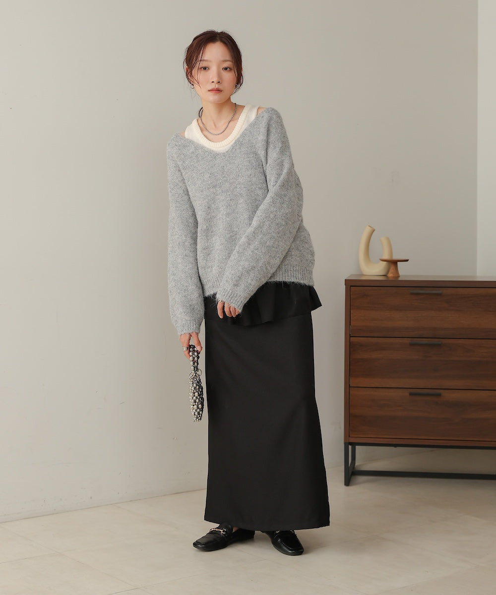 V-neck Knit Pullover with Tank