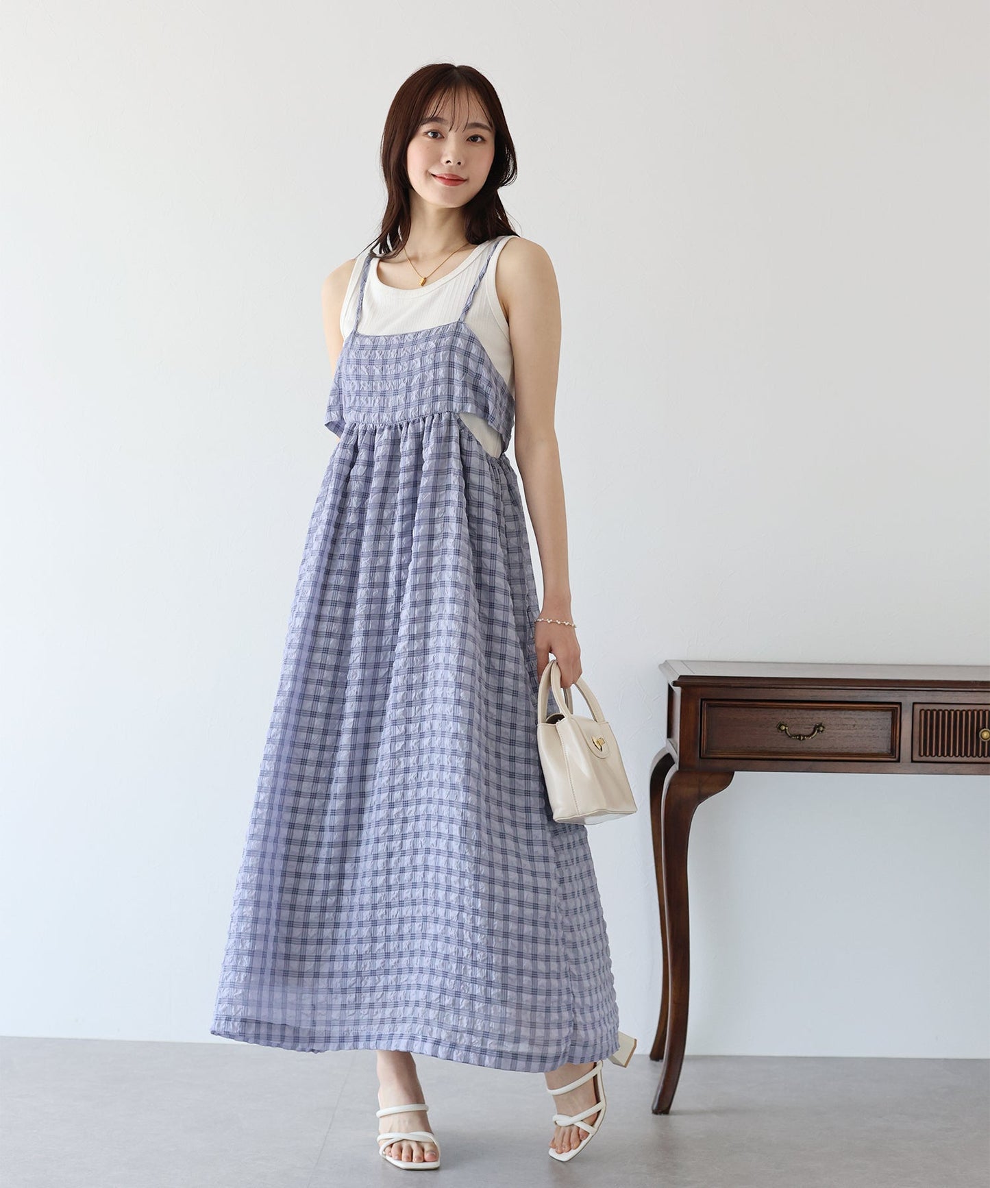 Sheer Check Cami Dress