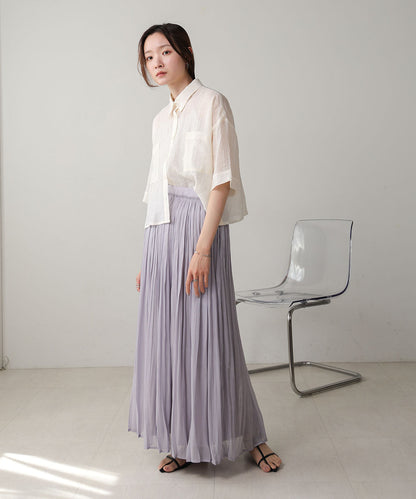 Sheer Glitter Pleated Skirt