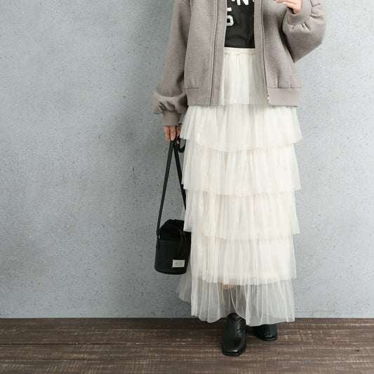 Tiered Lame Tulle Skirt