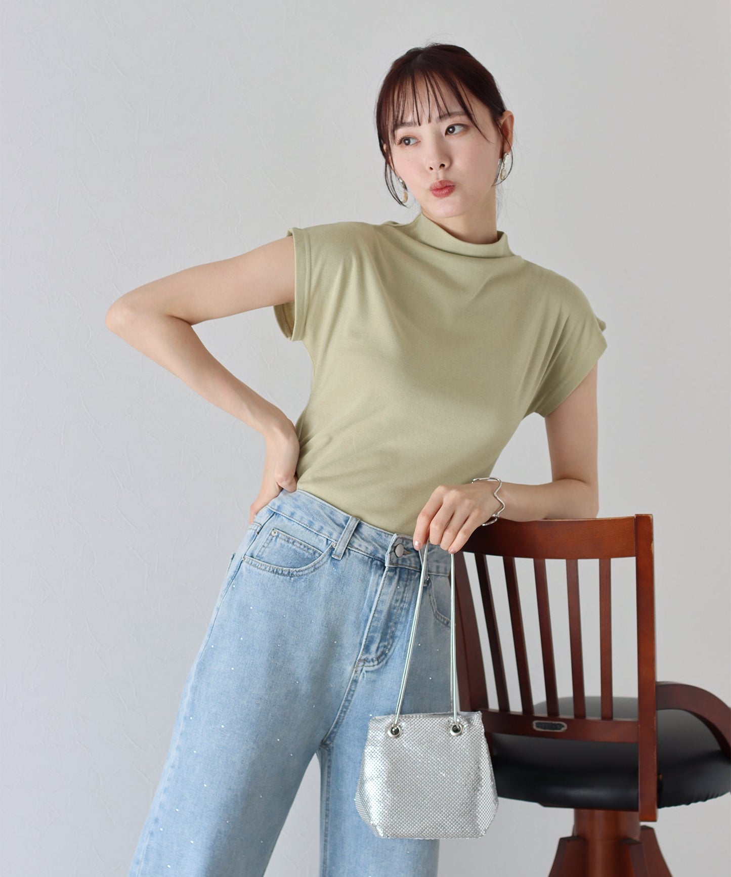 High Neck French Sleeve T-shirt