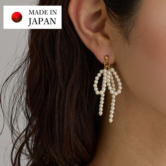 Made in Japan Pearl Ribbon Earrings