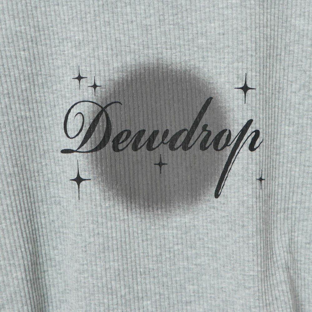 Drawstring Logo Print Ribbed Top