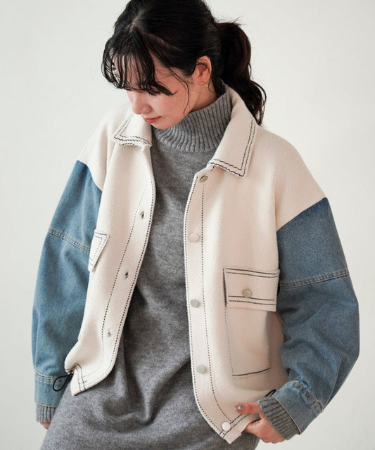 Knit Docking Denim Jacket