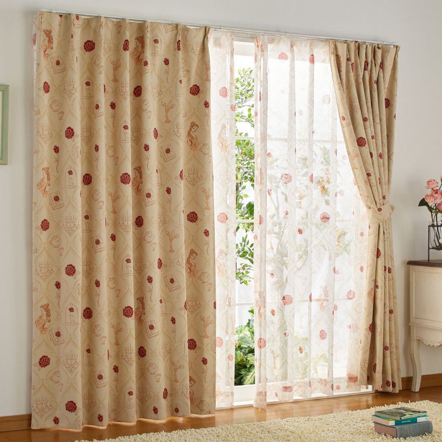 Beauty and the Beast Level 2 Blackout Insulation Curtain + Window Screen 4 Piece Set