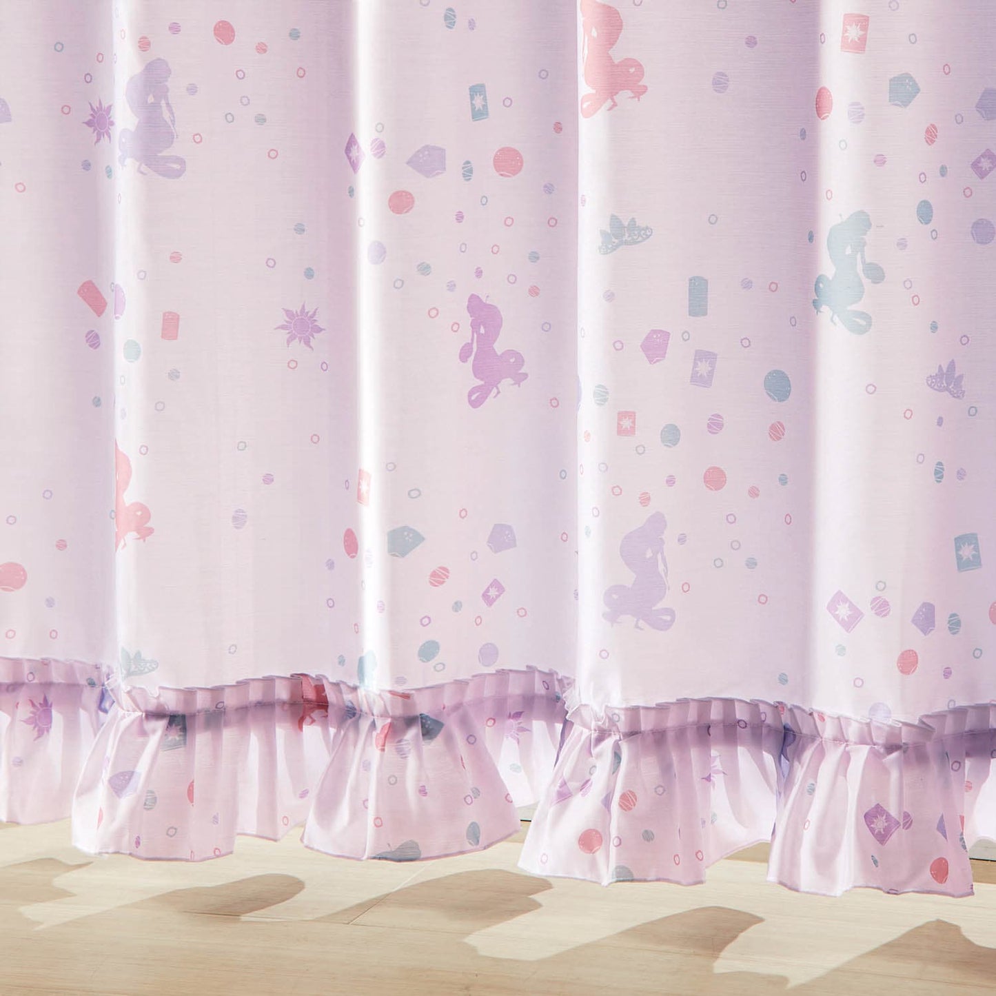 DISNEY Rapunzel褶邊UV窗簾2件裝