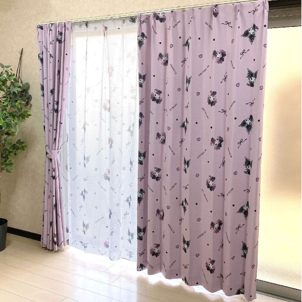 Kuromi 2級遮光隔熱窗簾+窗紗4件套裝