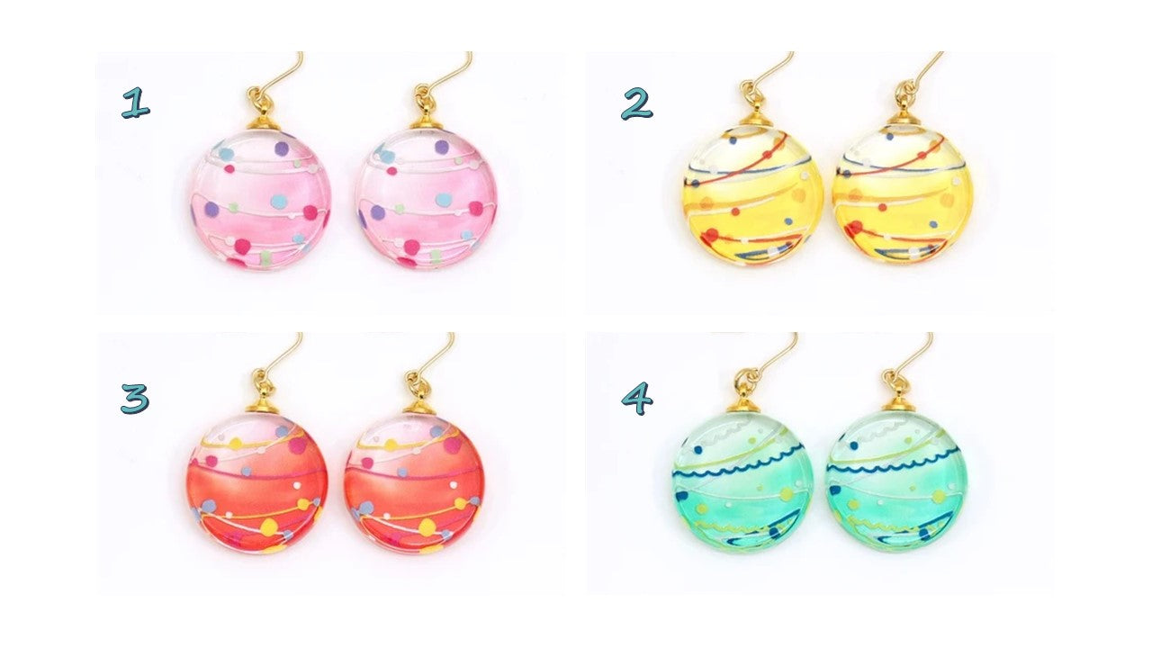 WATER BALLOON glass earrings (reversible ear clips)