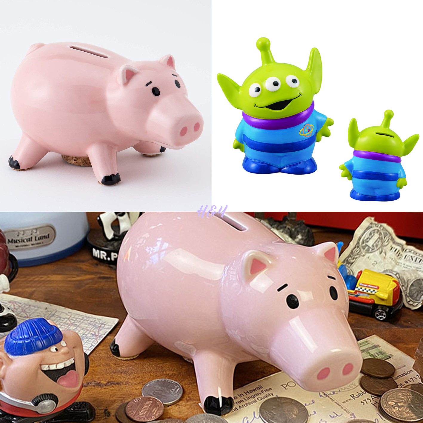  Disney Alien/Hamm Ceramic Piggy Bank 