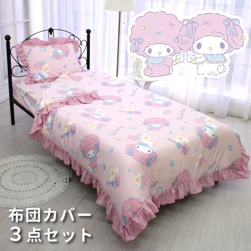  My Melody & My Sweet Piano Single Sheet Ruffled Quilt Set