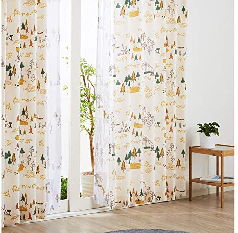 Winnie the Pooh Forest Curtains with Window Screens 4-Pack