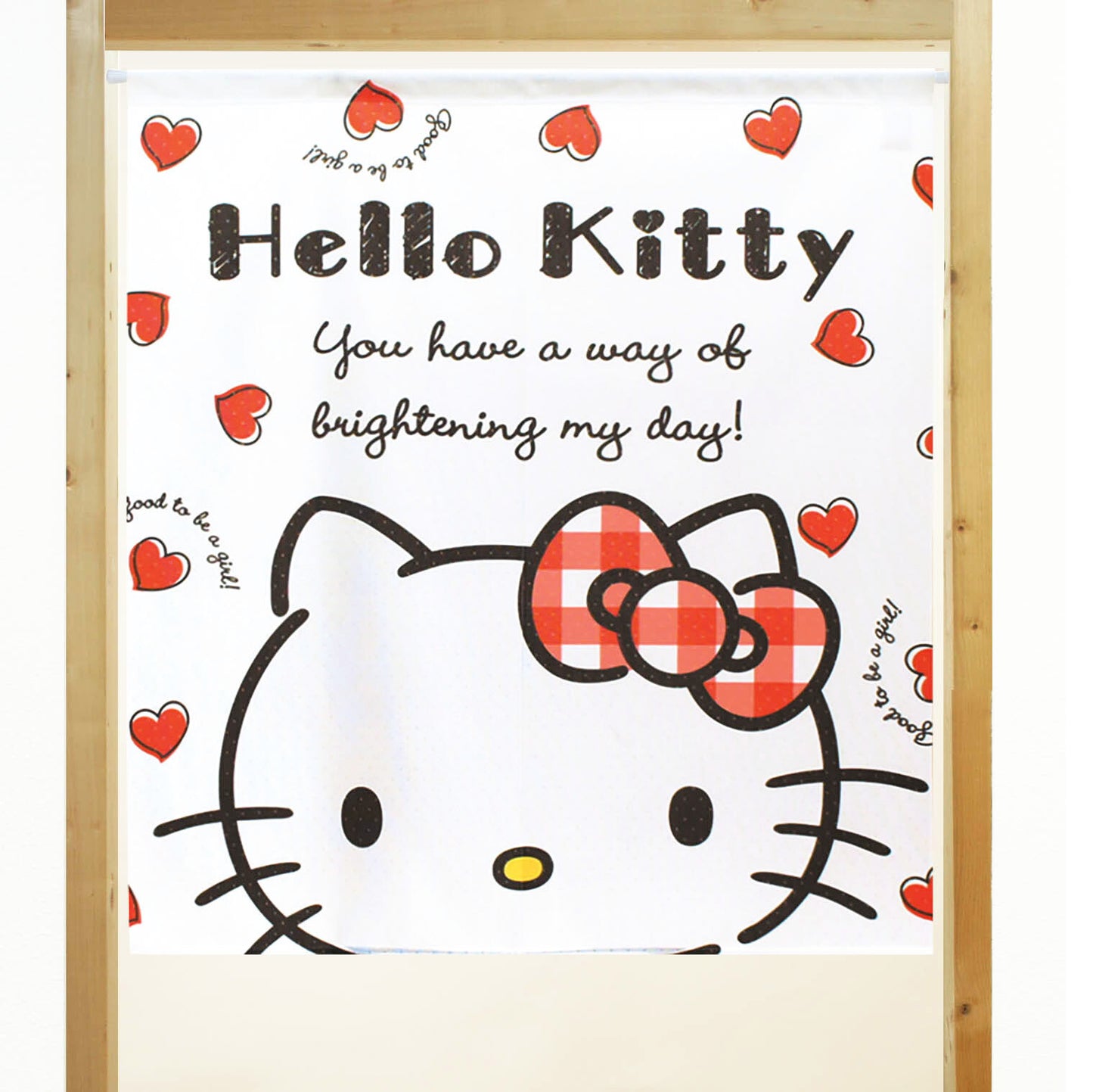 Sanrio - Hello Kitty Heart Check 門簾 日本製 - Morisawa.Mall