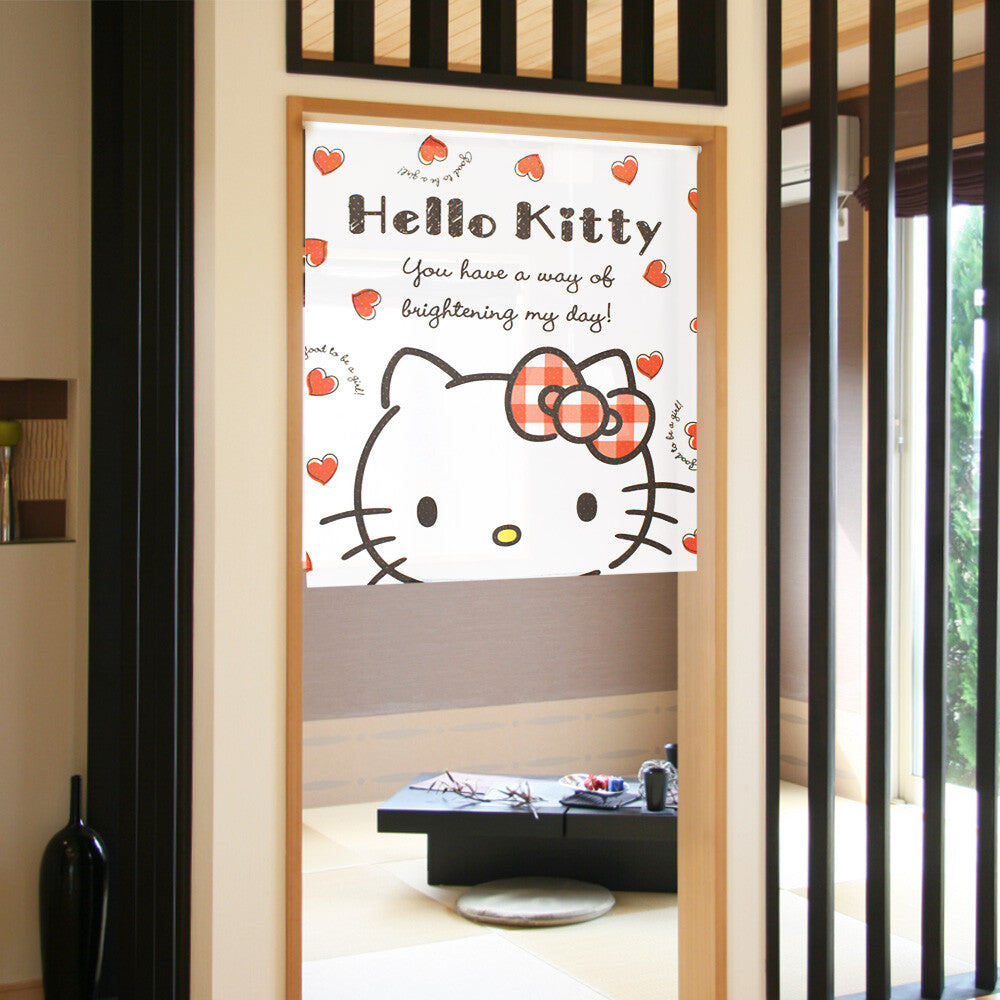 Sanrio - Hello Kitty Heart Check 門簾 日本製 - Morisawa.Mall