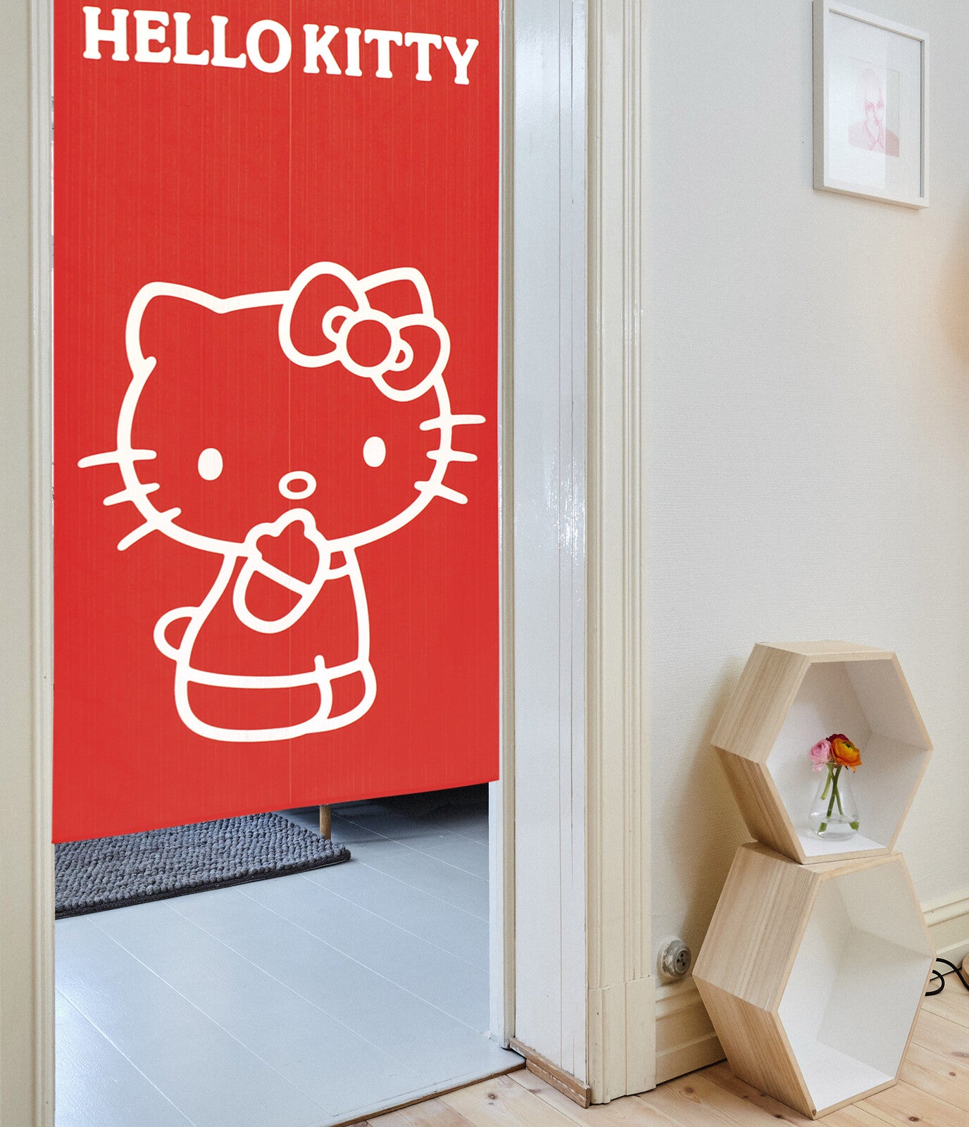 Sanrio - Hello Kitty_Simple Line 門簾 日本製 - Morisawa.Mall