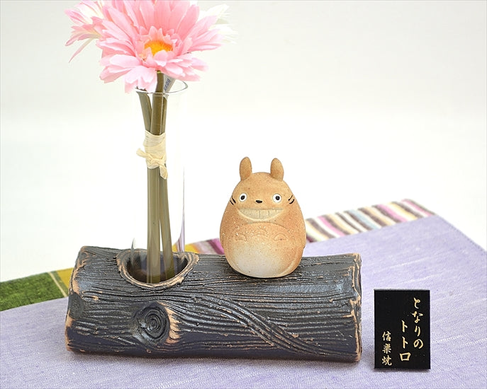 龍貓 信樂花瓶原木擺設 日本製
