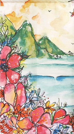 Hawaii "A_frame_in_some_blooms" Door Curtain Made in Japan 85X150cm
