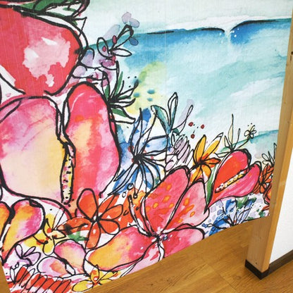 Hawaii "A_frame_in_some_blooms" Door Curtain Made in Japan 85X150cm