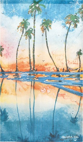 Hawaii "Favorite_Color_is_Sunset" curtain made in Japan 85X150cm