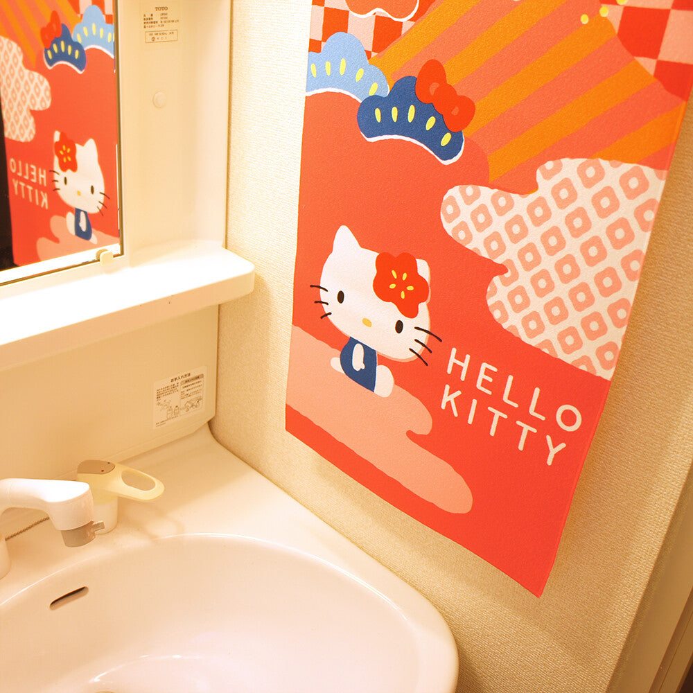 Sanrio Hello Kitty Japanese Pattern Towel Tapestry 33x75 cm Made in Japan