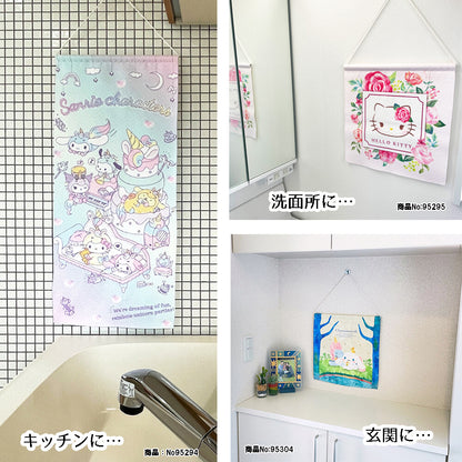 Sanrio My Melody Kuromi Pastel Flower 毛巾掛毯 33x75 cm 日本製