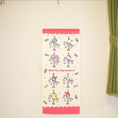 Sanrio Characters Candy Carousel Towel Tapestry 33x75cm Made in Japan