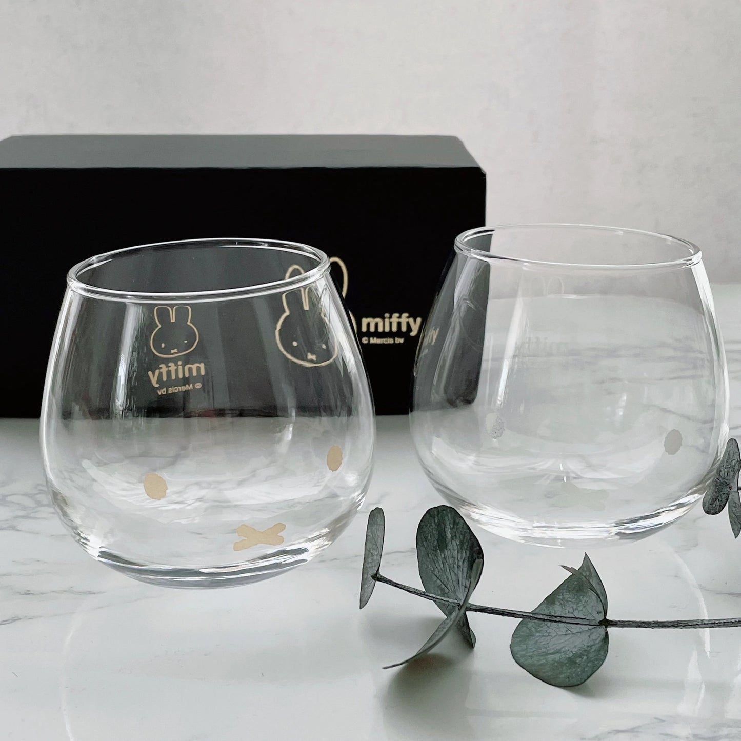 Miffy Gold and Silver Pair Glass Set Made in Japan
