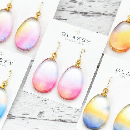 SKY COLOR Glass Earrings (Turnable Ear Clips)