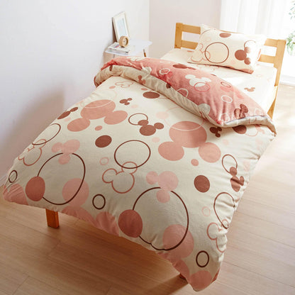 Mickey圖案細纖維軟絨雙面床單被套3件裝 粉色(單人/雙人)