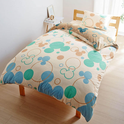 Mickey圖案細纖維軟絨雙面床單被套3件裝 藍色(單人/雙人)