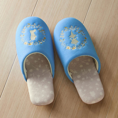  Moomin Silhouette Embroidered Slippers (Pink/Blue) 
