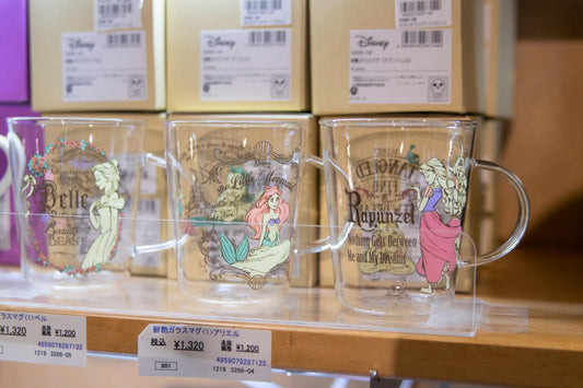 3 Princess Pyre Glass Mugs 340ml Made in Japan